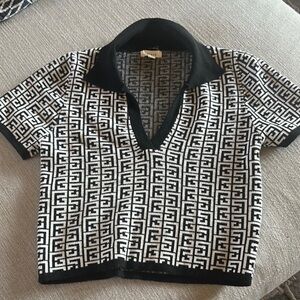 Greek key Black and White Patterned top by debut small